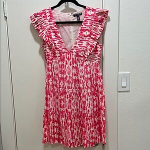 Aqua Pink and White Patterned Mini Dress